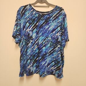 Swimsuits for All Swim Tee Womens Plus Size 26/28 Crew Neck Blue Purple